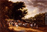 State Canvas Paintings - Louis XIV In A State Coach Accompanied By His Gentlemen